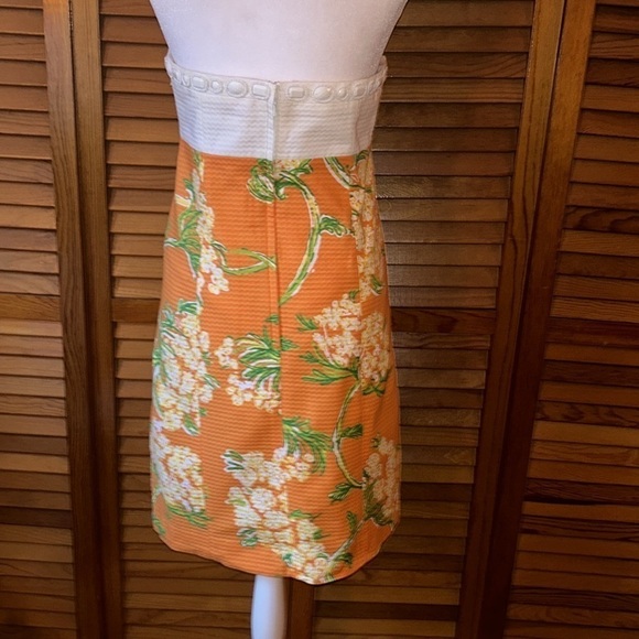 Lilly Pulitzer Gorgeous Strapless Nectar Orange Floral Dress Size 6 - Picture 5 of 8